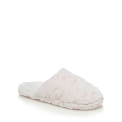 Lounge & Sleep Pale pink heart debossed textured mule slippers